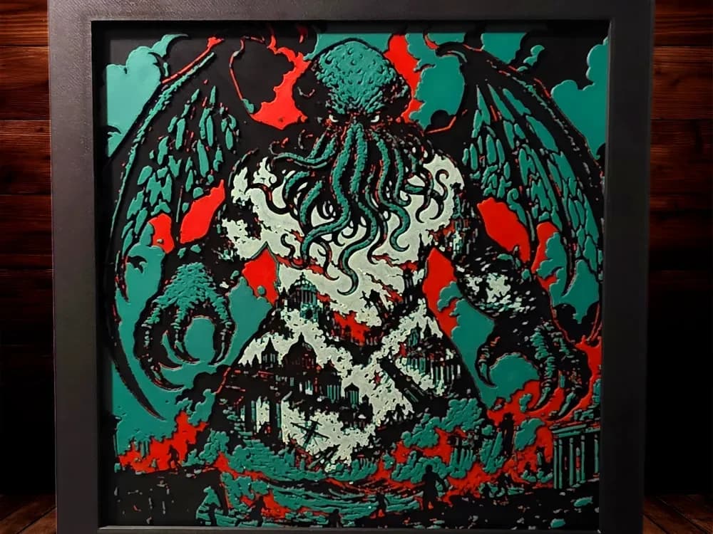 Codex Tenebris: Cthulu by Side Quest Hues HueForge model: Codex Tenebris: Cthulu by Side Quest Hues