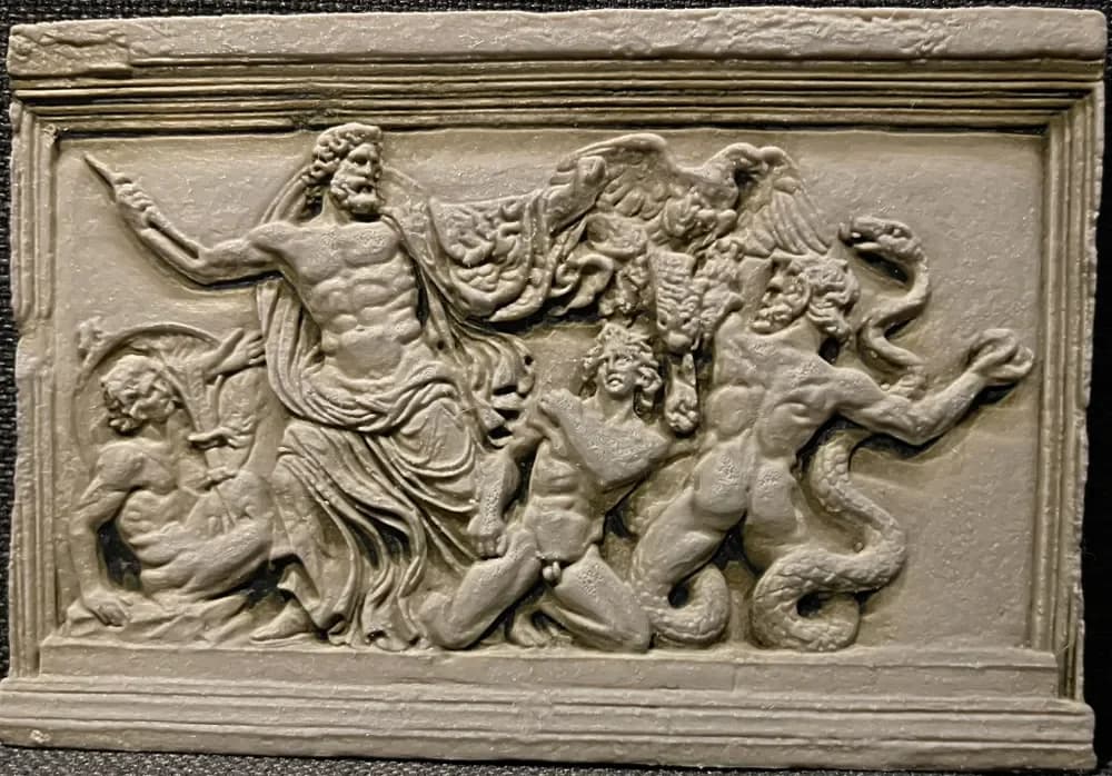 HueForge model: Zeus and the Giants (Stone Carving) - Hueforge Print by cyanidesugar
