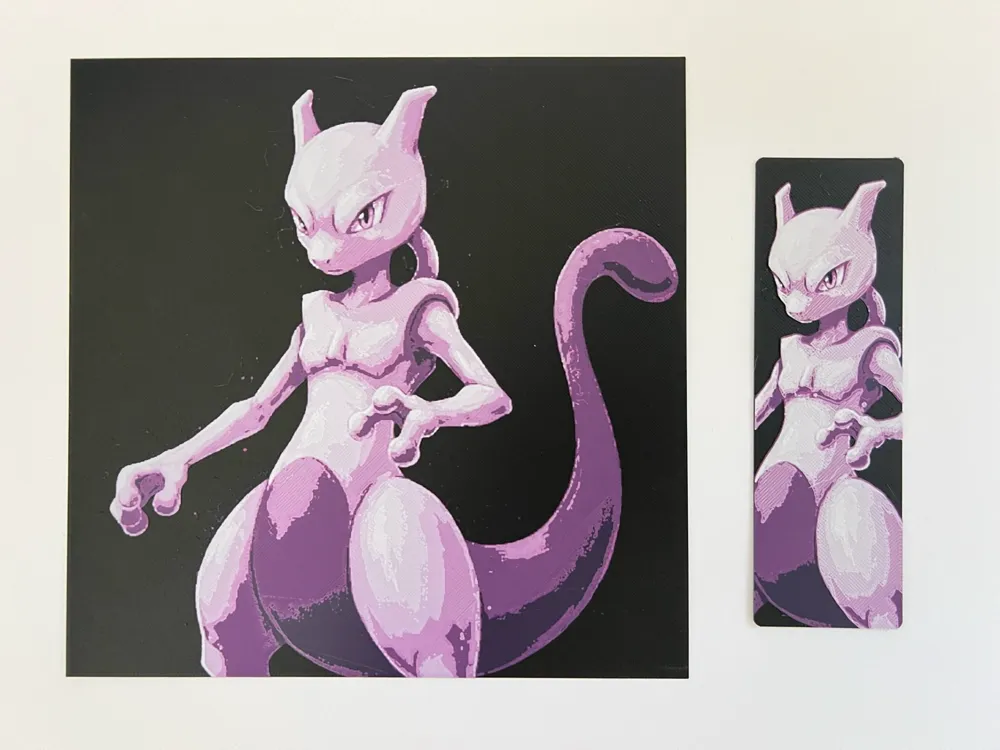 Mewtwo - Bookmark / Portrait by 3djd HueForge model: Mewtwo - Bookmark / Portrait by 3djd