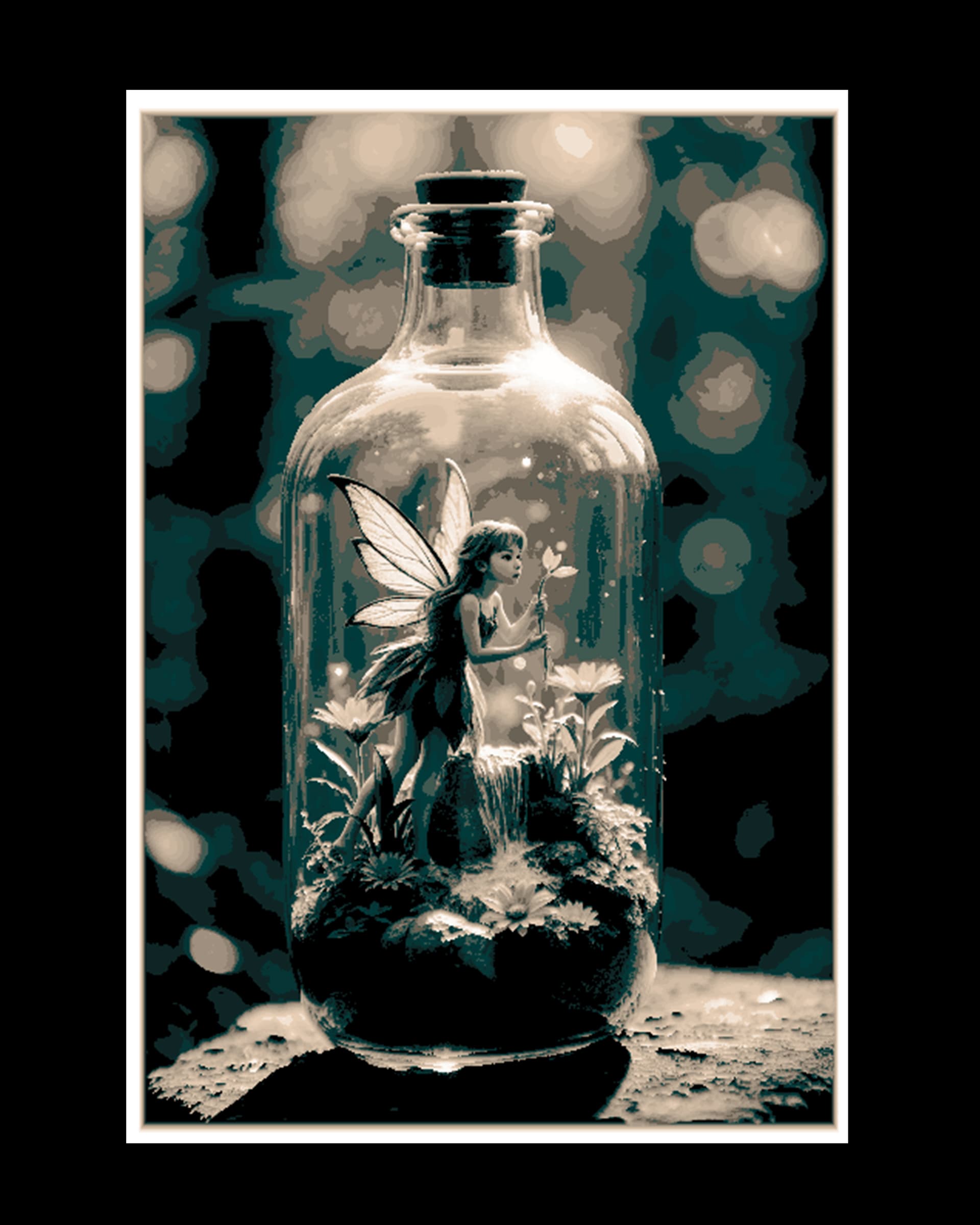 Catching Fantasy in the Bottle - Fairy World - Wall Art by BooneCo3d HueForge model: Catching Fantasy in the Bottle - Fairy World - Wall Art by BooneCo3d