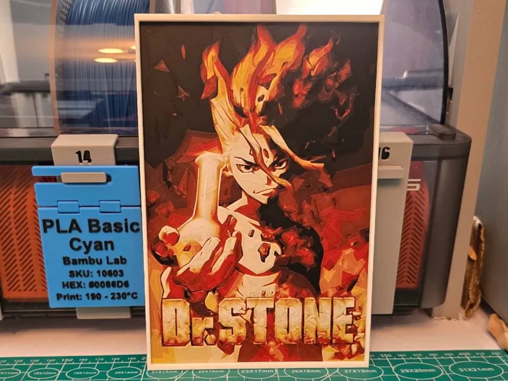 Dr. STONE Anime Poster - Hueforge Art by Lumpy3D HueForge model: Dr. STONE Anime Poster - Hueforge Art by Lumpy3D