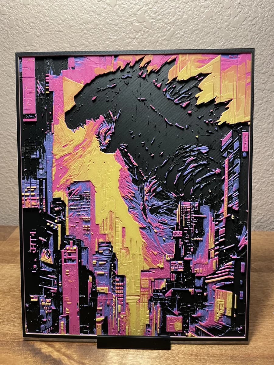 Godzilla - Sunset Colors by Cloudy Nostalgia HueForge model: Godzilla - Sunset Colors by Cloudy Nostalgia