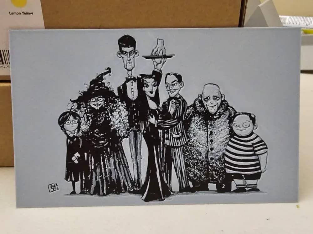 Addams Family - Hueforge Art Black and White by Lumpy3D HueForge model: Addams Family - Hueforge Art Black and White by Lumpy3D
