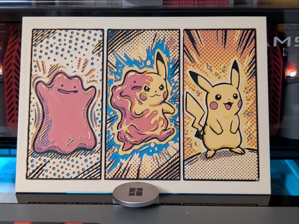 Ditto & Pikachu Hueforge 7x5 by Nextopia HueForge model: Ditto & Pikachu Hueforge 7x5 by Nextopia