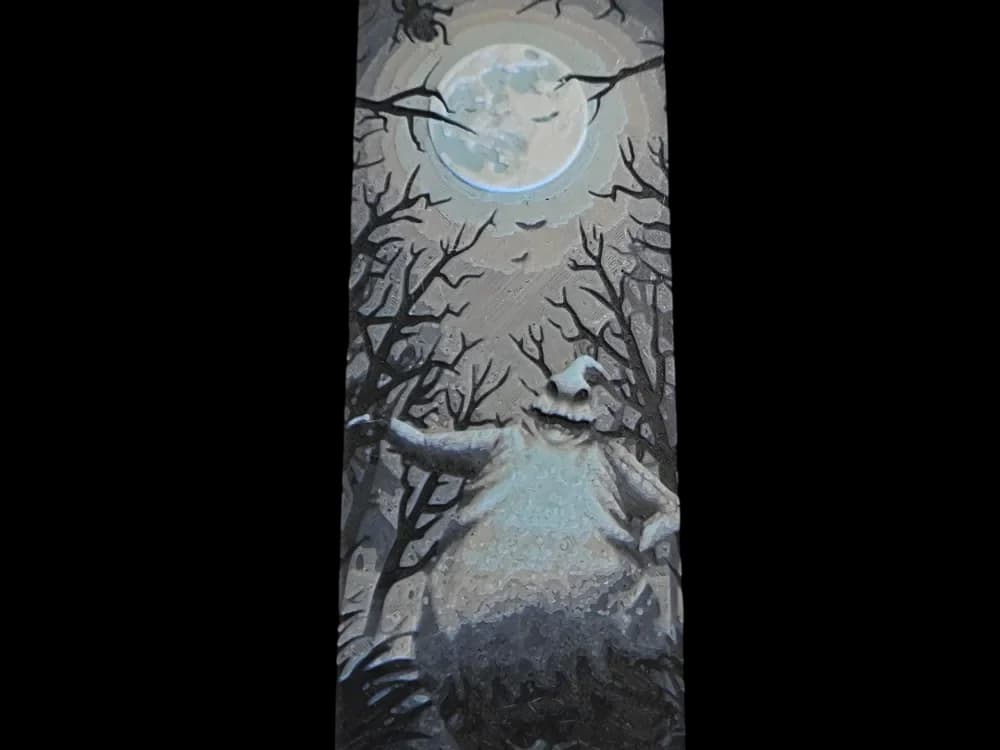 Oogie Nightmare Bookmark, 50mm x 150mm by MythicHue's HueForge model: Oogie Nightmare Bookmark, 50mm x 150mm by MythicHue's