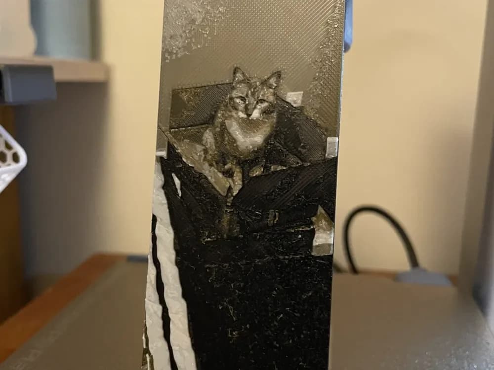 Cat in a box Bookmark by 3D_Forged HueForge model: Cat in a box Bookmark by 3D_Forged