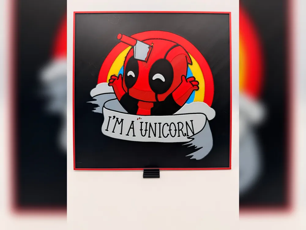 Deadpool I'm a Unicorn HueForge Print by Thadius HueForge model: Deadpool I'm a Unicorn HueForge Print by Thadius