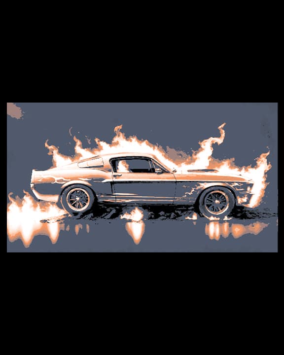 Artful Creation - Classic Ford Mustang on Fire! - Car Collection Model Artful Creation - Classic Ford Mustang on Fire! - Car Collection Model