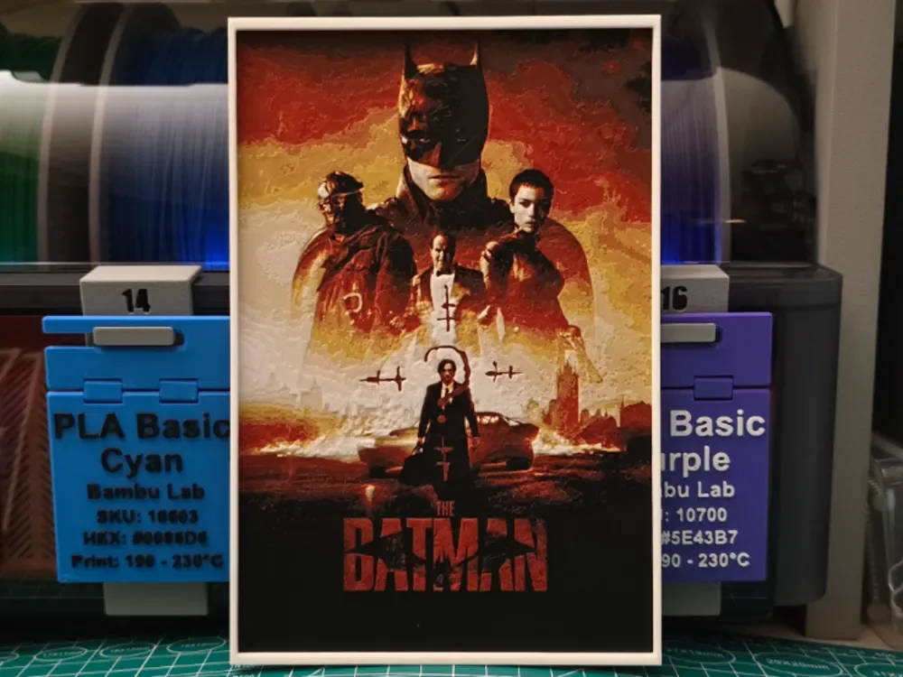 The Batman Movie Poster - Hueforge Art by Lumpy3D HueForge model: The Batman Movie Poster - Hueforge Art by Lumpy3D