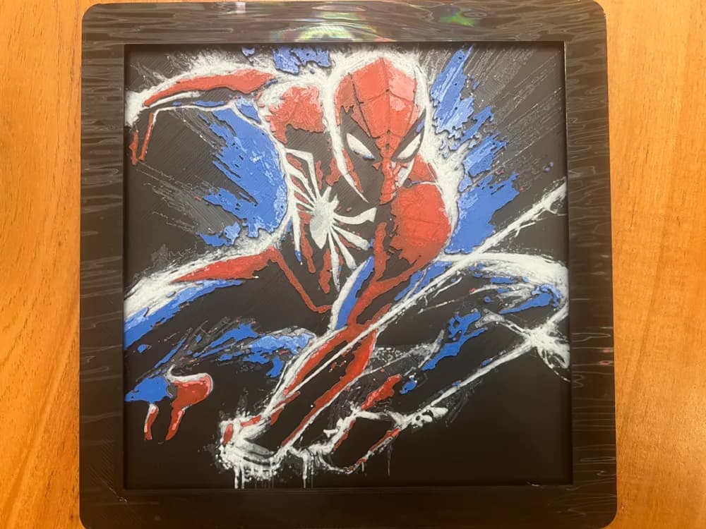 Spider-Man (Black Background) by JustBe 3D Printing HueForge model: Spider-Man (Black Background) by JustBe 3D Printing
