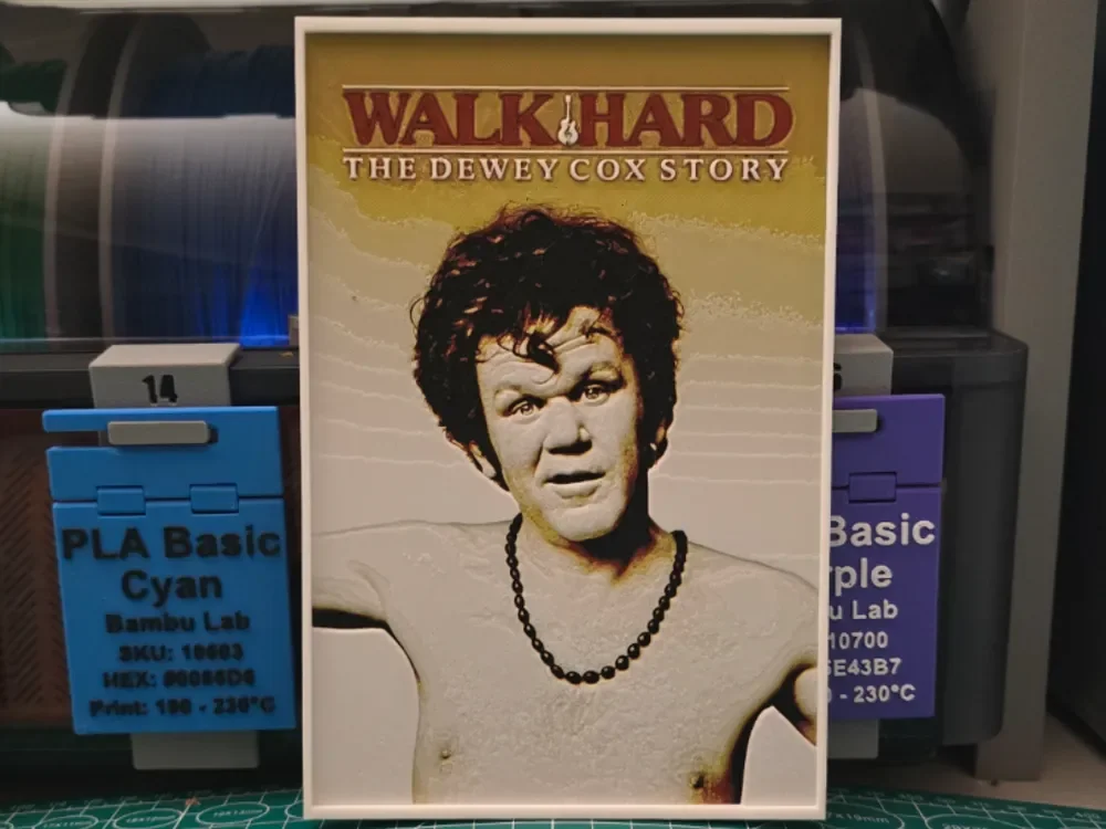 Walk Hard: The Dewey Cox Story Poster - Hueforge by Lumpy3D HueForge model: Walk Hard: The Dewey Cox Story Poster - Hueforge by Lumpy3D