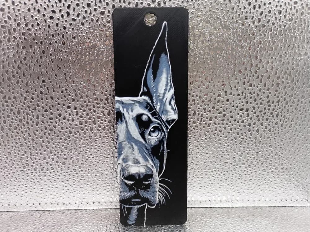 Doberman Bookmark – Hueforge by Borishotch Industries HueForge model: Doberman Bookmark – Hueforge by Borishotch Industries