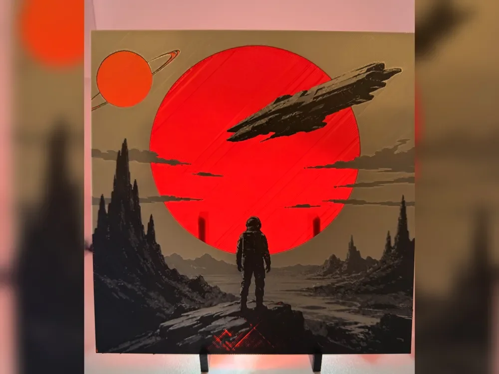 Rising Sun Space Themed HueForge Print Rising Sun Space Themed HueForge Print