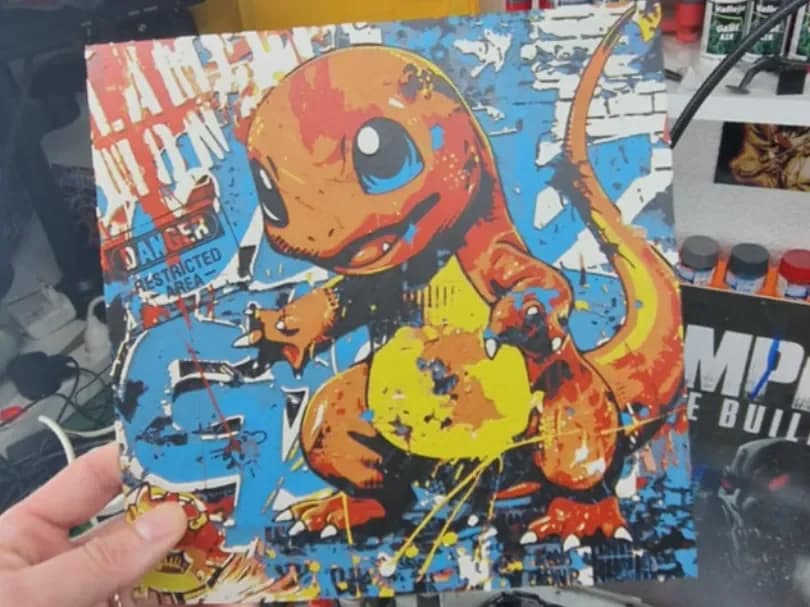 Pokemon Hueforge - Charmander Street Art by Dakiren HueForge model: Pokemon Hueforge - Charmander Street Art by Dakiren