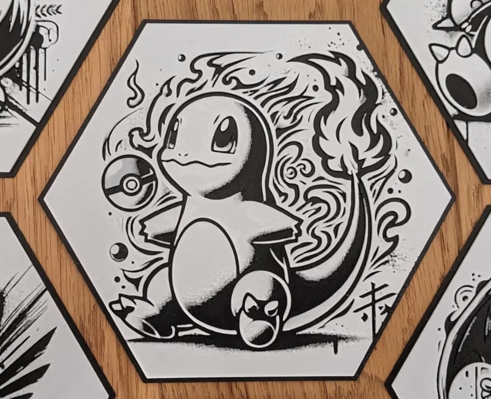 Pokémon Charmander Charmander Hueforge Hexagonal Hexagon by Seb3D HueForge model: Pokémon Charmander Charmander Hueforge Hexagonal Hexagon by Seb3D