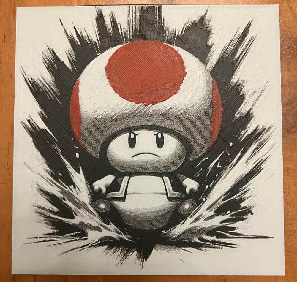 Toad from Mario by JustBe 3D Printing HueForge model: Toad from Mario by JustBe 3D Printing