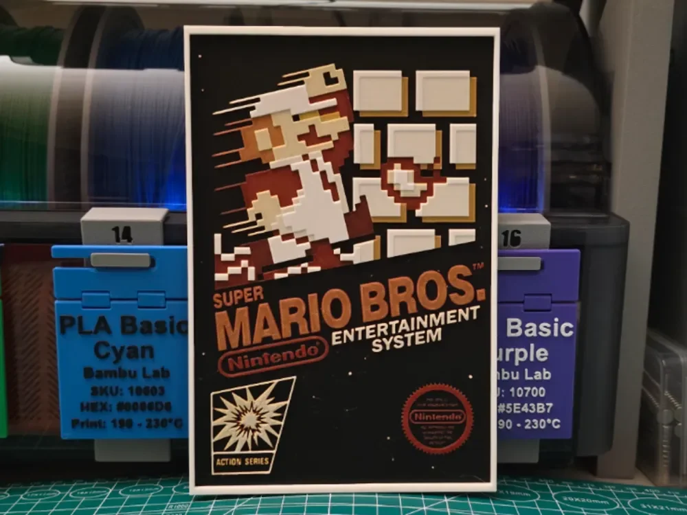 Super Mario Bros Poster — Hueforge Art by Lumpy3D HueForge model: Super Mario Bros Poster — Hueforge Art by Lumpy3D