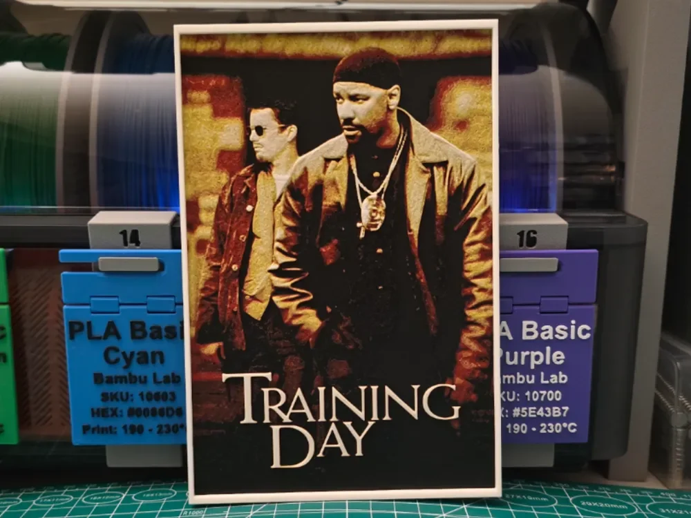 Training Day Movie Poster - Hueforge Art by Lumpy3D HueForge model: Training Day Movie Poster - Hueforge Art by Lumpy3D