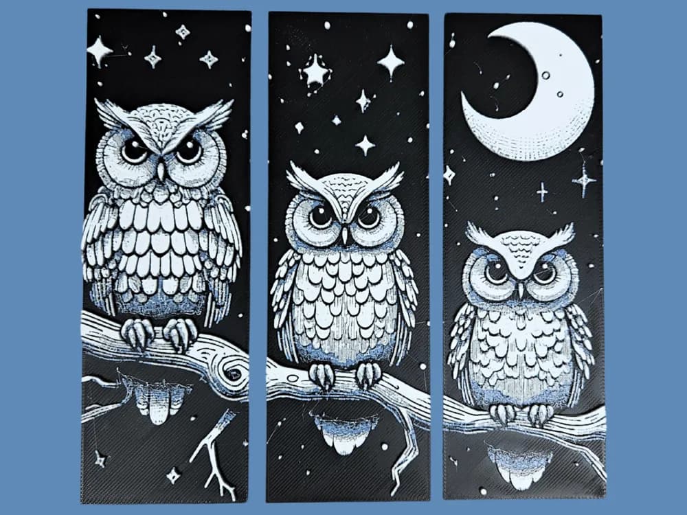 Night Owl Bookmarks and Hueforge by BusyKikiBee HueForge model: Night Owl Bookmarks and Hueforge by BusyKikiBee