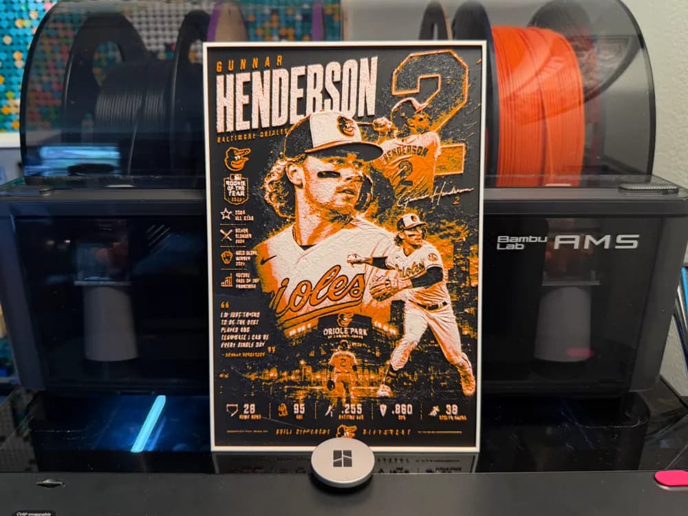 MLB Orioles Gunnar Henderson Player Card HueForge MLB Orioles Gunnar Henderson Player Card HueForge