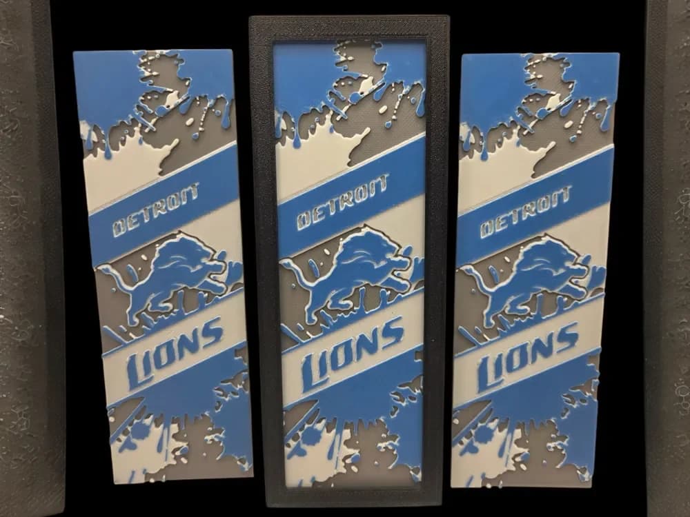 Detroit Lions 50mm x 150mm Bookmark by MythicHue's HueForge model: Detroit Lions 50mm x 150mm Bookmark by MythicHue's