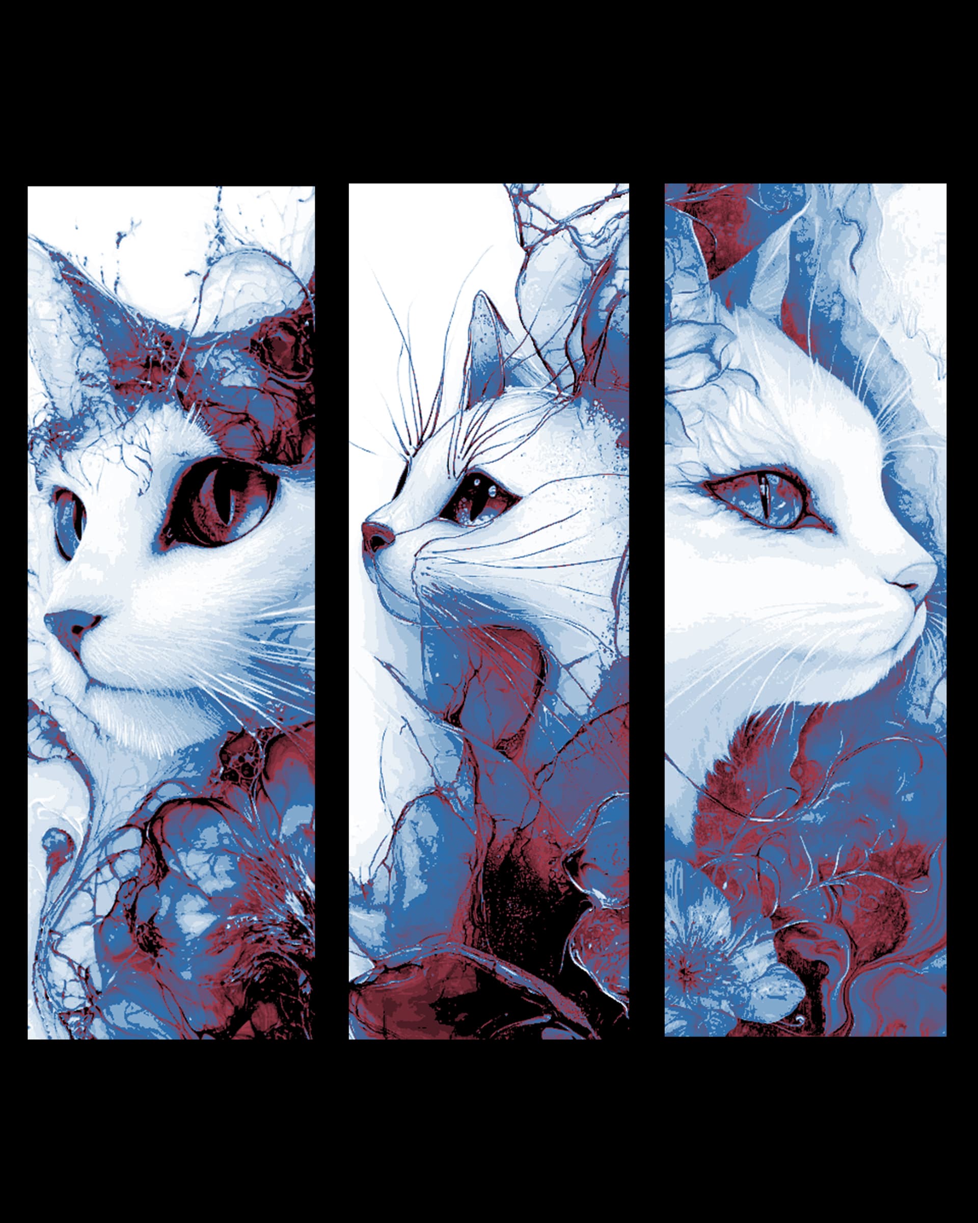 watercolor designs of the cat among the flowers - set of bookmarks by BooneCo3d HueForge model: watercolor designs of the cat among the flowers - set of bookmarks by BooneCo3d