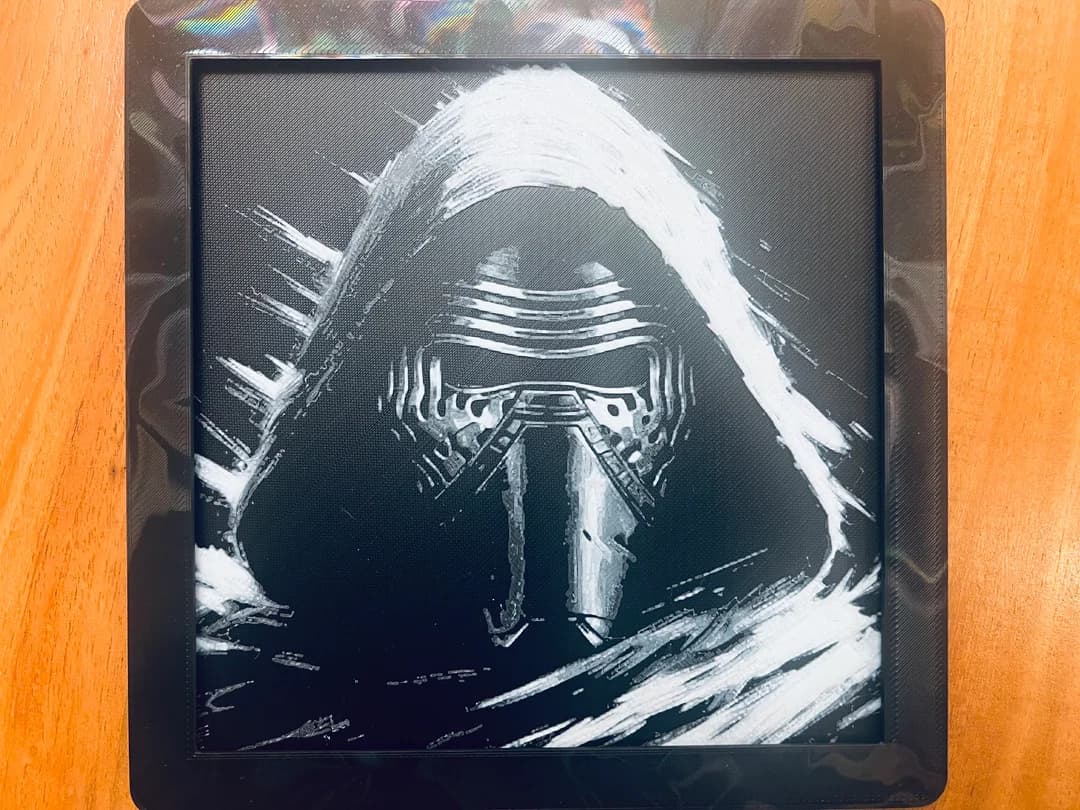 Kylo Ren Close Up(Black and White) by JustBe 3D Printing HueForge model: Kylo Ren Close Up(Black and White) by JustBe 3D Printing