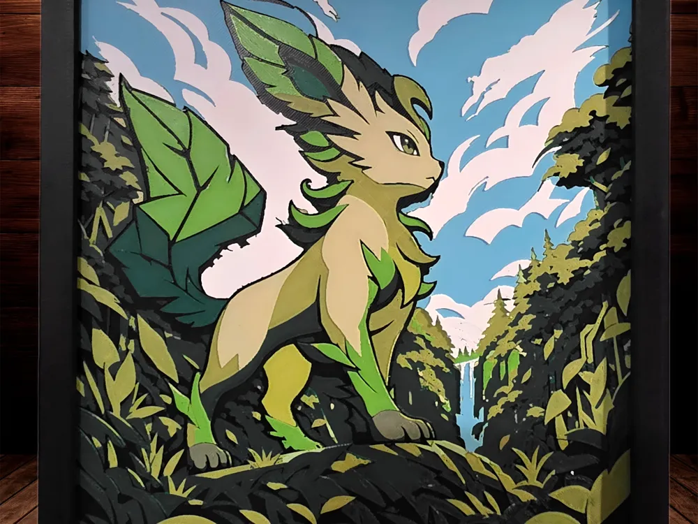 Leafeon - Eeveelutions 7 of 9 by Side Quest Hues HueForge model: Leafeon - Eeveelutions 7 of 9 by Side Quest Hues