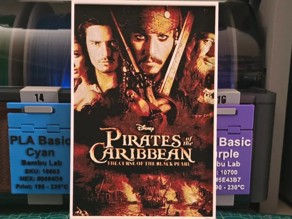 Pirates of the Caribbean 1 Movie Poster - Hueforge by Lumpy3D HueForge model: Pirates of the Caribbean 1 Movie Poster - Hueforge by Lumpy3D
