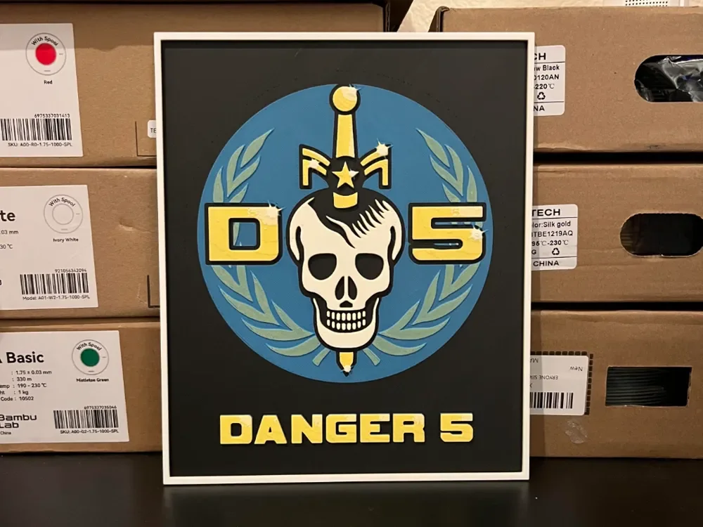 Danger 5 Logo by Estiv HueForge model: Danger 5 Logo by Estiv