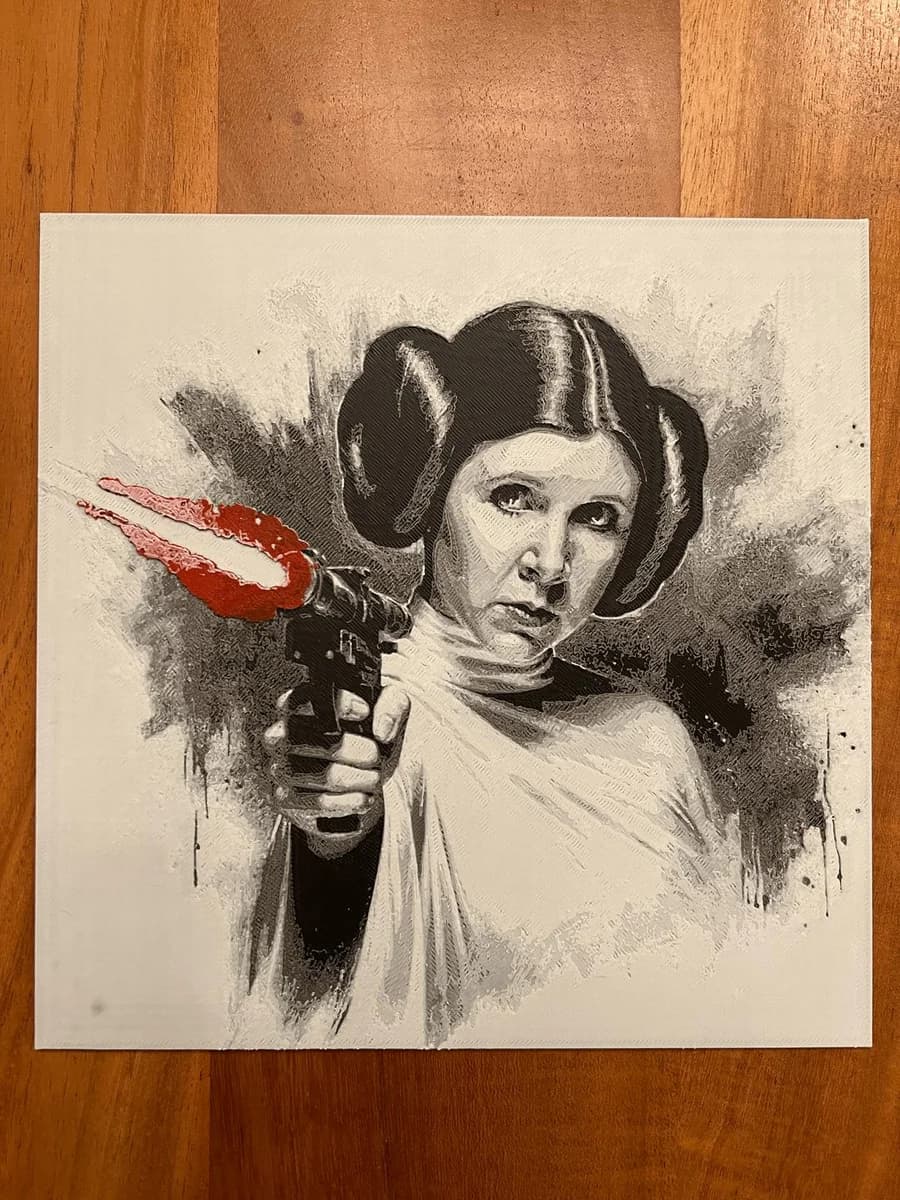 Princess Leia Firing Blaster by JustBe 3D Printing HueForge model: Princess Leia Firing Blaster by JustBe 3D Printing