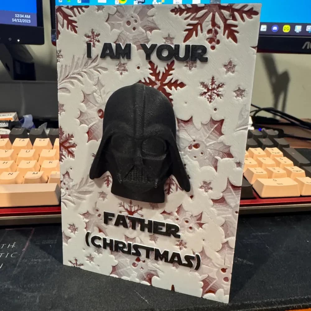 I am your Father (Christmas) Card - Print in Place Christmas Card by cyanidesugar HueForge model: I am your Father (Christmas) Card - Print in Place Christmas Card by cyanidesugar
