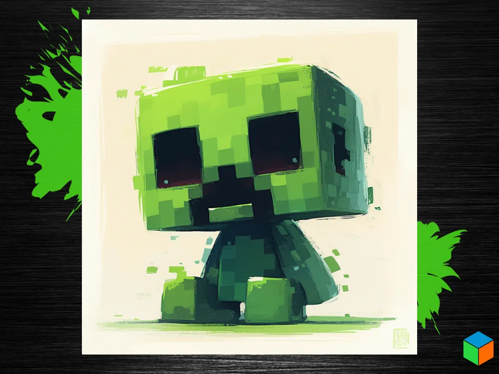 HueForge model: Pixel Creeper Minecraft Poster - No AMS Needed by 3D Prints By Vic