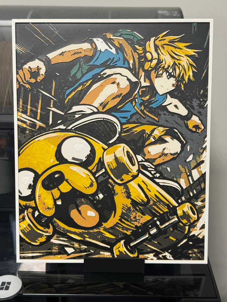 Adventure Time Skateboard Anime by Strata Prints HueForge model: Adventure Time Skateboard Anime by Strata Prints