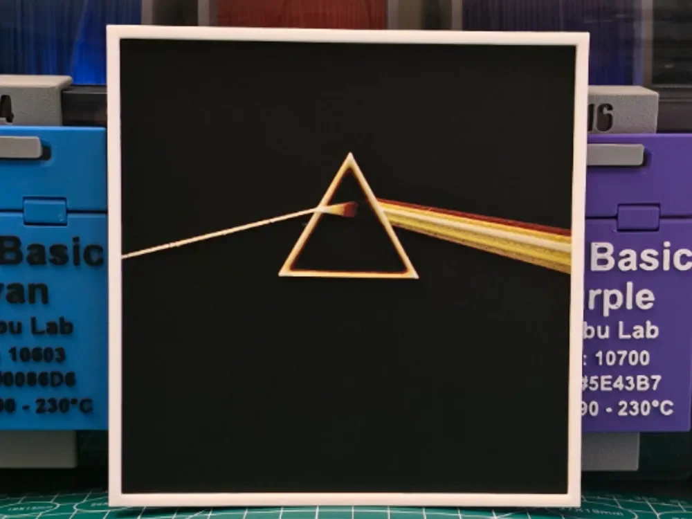 Pink Floyd "The Dark Side of the Moon" Album Art by Lumpy3D HueForge model: Pink Floyd "The Dark Side of the Moon" Album Art by Lumpy3D