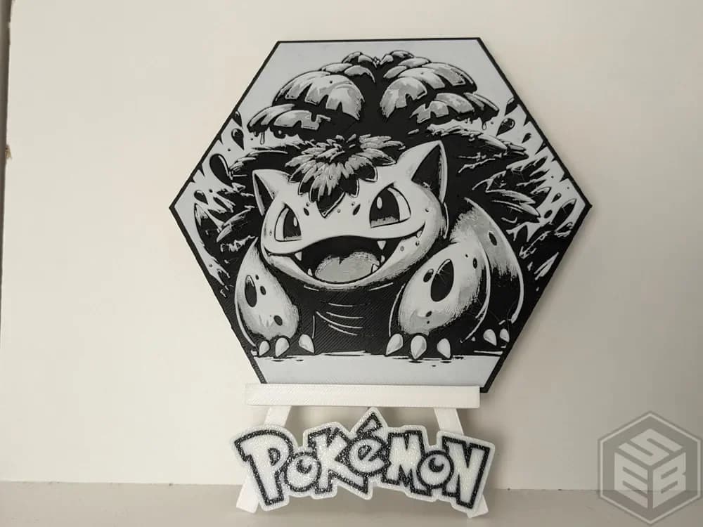 Pokemon Venusaur Hueforge Hex Hexagon by Seb3D HueForge model: Pokemon Venusaur Hueforge Hex Hexagon by Seb3D