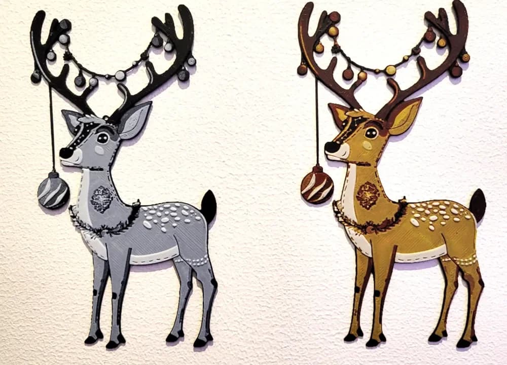 HueForge model: Christmas Reindeer with light garland and Ball-HF by Vincent111