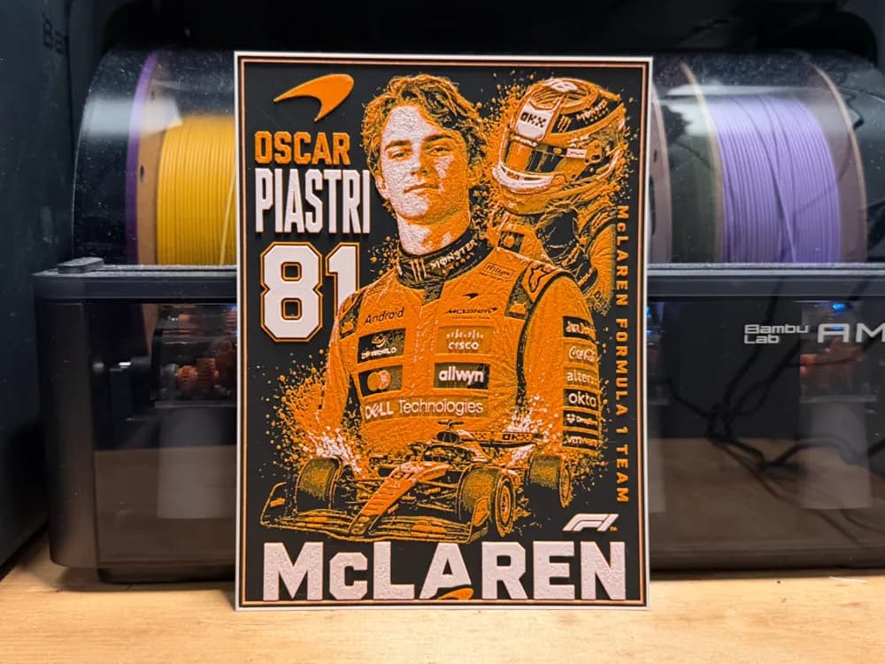 Oscar Piastri Poster HueForge Oscar Piastri Poster HueForge