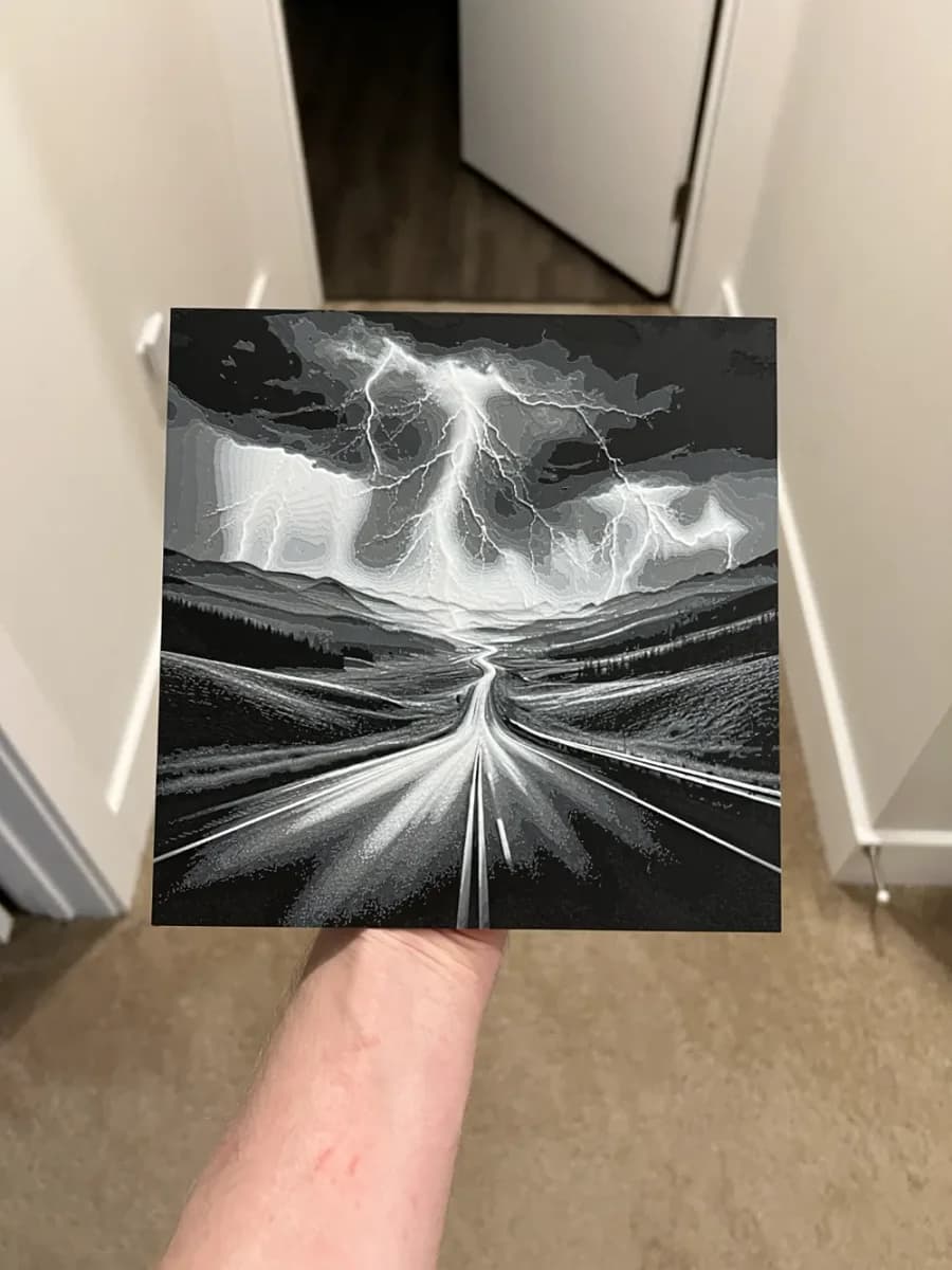 Road Into the Storm Art Hueforge by RP47 Designs HueForge model: Road Into the Storm Art Hueforge by RP47 Designs