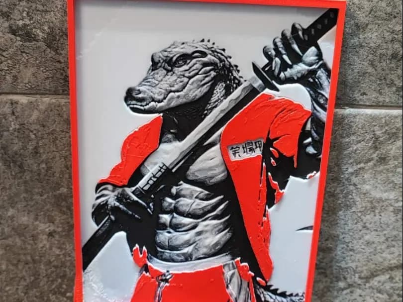 Samurai Croc by Garuda3D HueForge model: Samurai Croc by Garuda3D