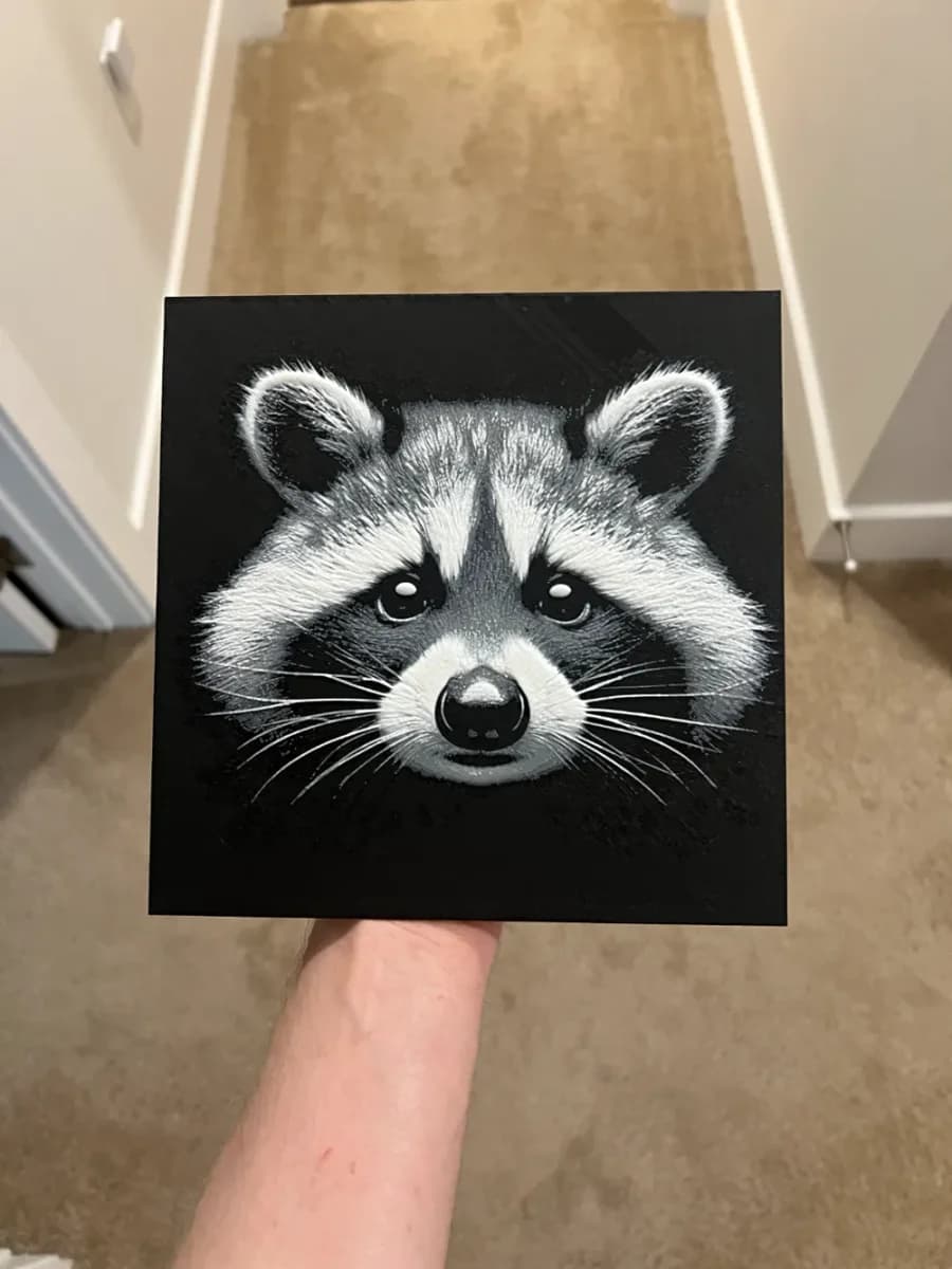 Racoon Grayscale Art Hueforge by RP47 Designs HueForge model: Racoon Grayscale Art Hueforge by RP47 Designs