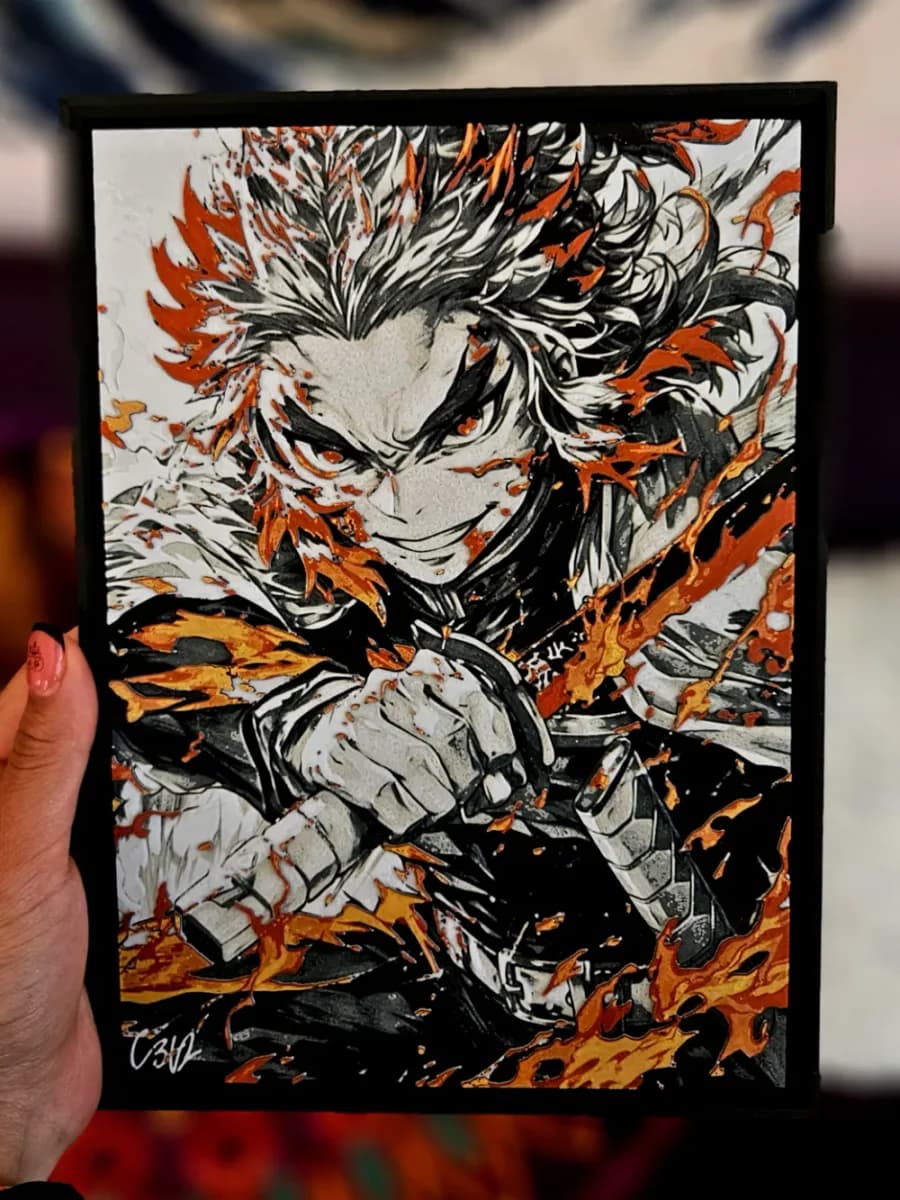 Kyojuro Rengoku - Demon Slayer (Filament Painting) by C3D HueForge model: Kyojuro Rengoku - Demon Slayer (Filament Painting) by C3D