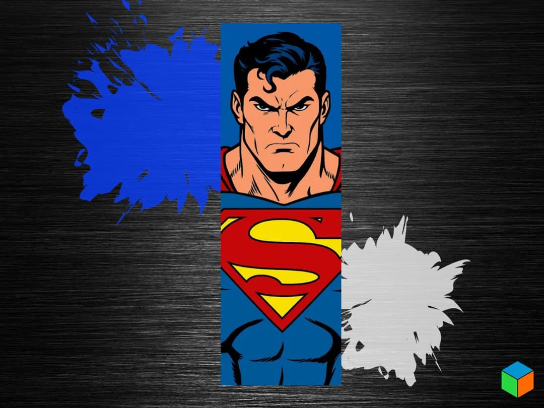 Superman in 5 Filaments — This Week's Bookmark Drop by 3D Prints By Vic HueForge model: Superman in 5 Filaments — This Week's Bookmark Drop by 3D Prints By Vic