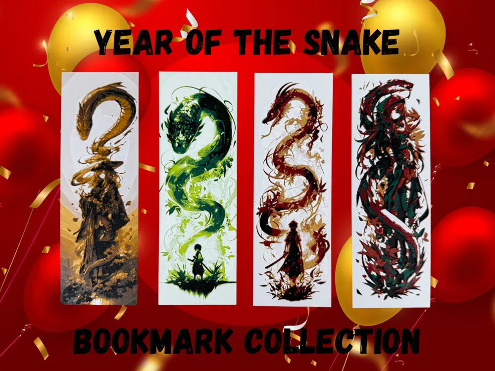 Year of the Snake - Guardian Spirit Bookmarks by Canadian Gamer HueForge model: Year of the Snake - Guardian Spirit Bookmarks by Canadian Gamer