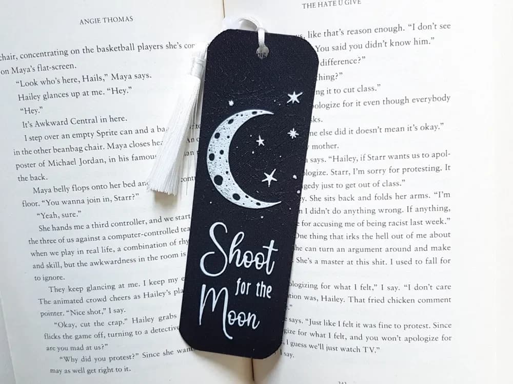 Bookmark, Inspirational Quote, Shoot for the Moon Bookmark, Inspirational Quote, Shoot for the Moon