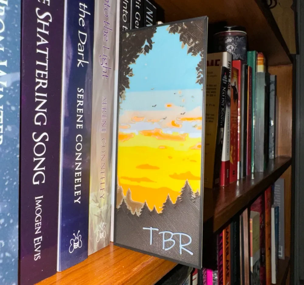 Exquisite Shelf Signage - Sunset TBR by cyanidesugar HueForge model: Exquisite Shelf Signage - Sunset TBR by cyanidesugar