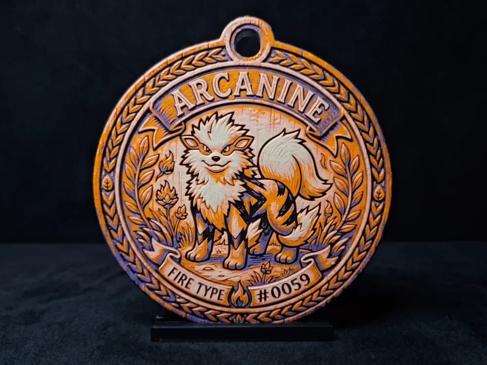 Arcanine #0059 - Pokemon Ornament by LED HueForge model: Arcanine #0059 - Pokemon Ornament by LED