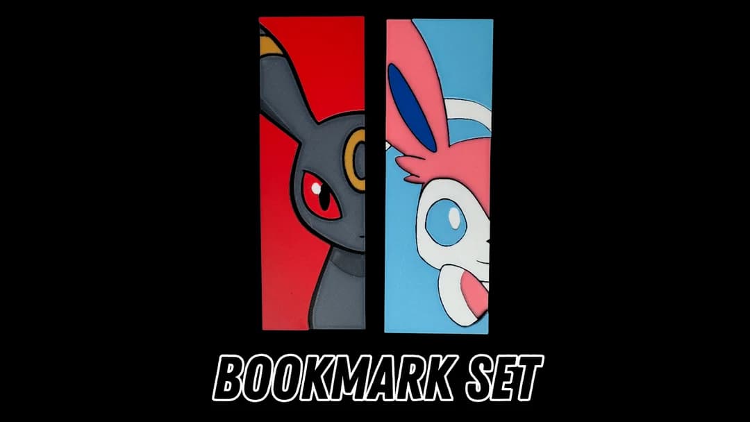 Umbreon and Sylveon - Pokemon Face Bookmark Set by Canadian Gamer HueForge model: Umbreon and Sylveon - Pokemon Face Bookmark Set by Canadian Gamer