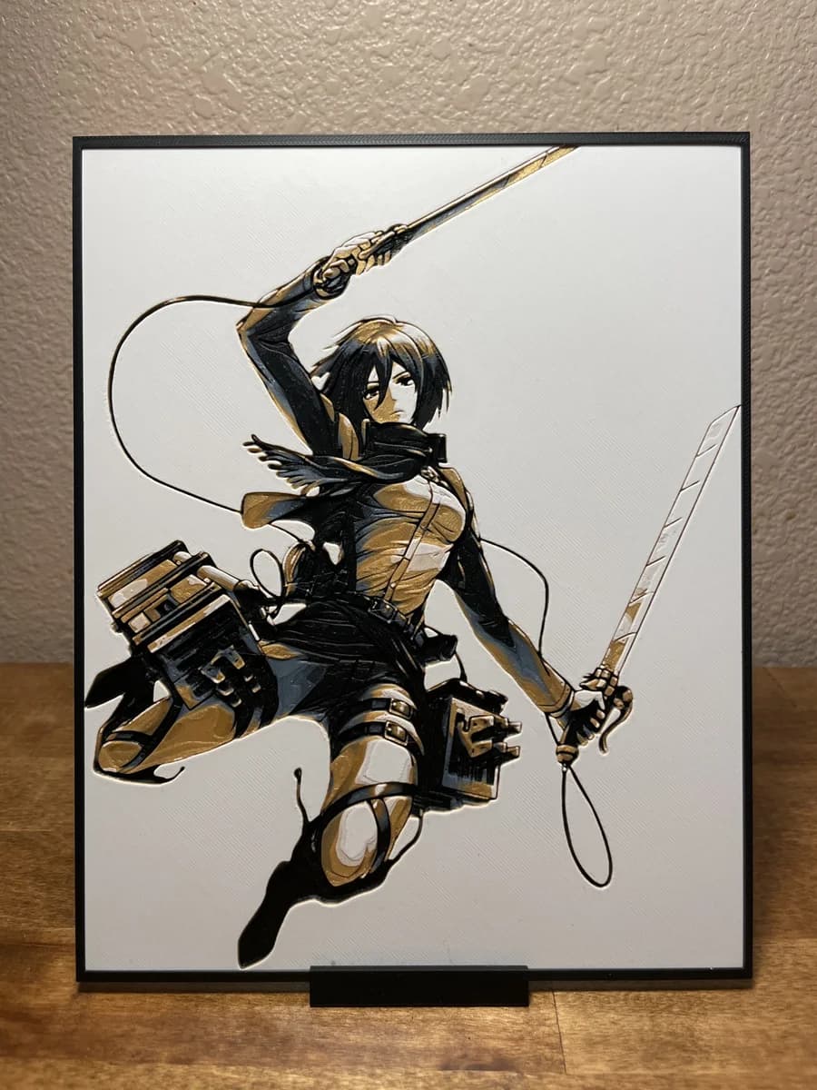 Mikasa - Attack on Titan by Cloudy Nostalgia HueForge model: Mikasa - Attack on Titan by Cloudy Nostalgia