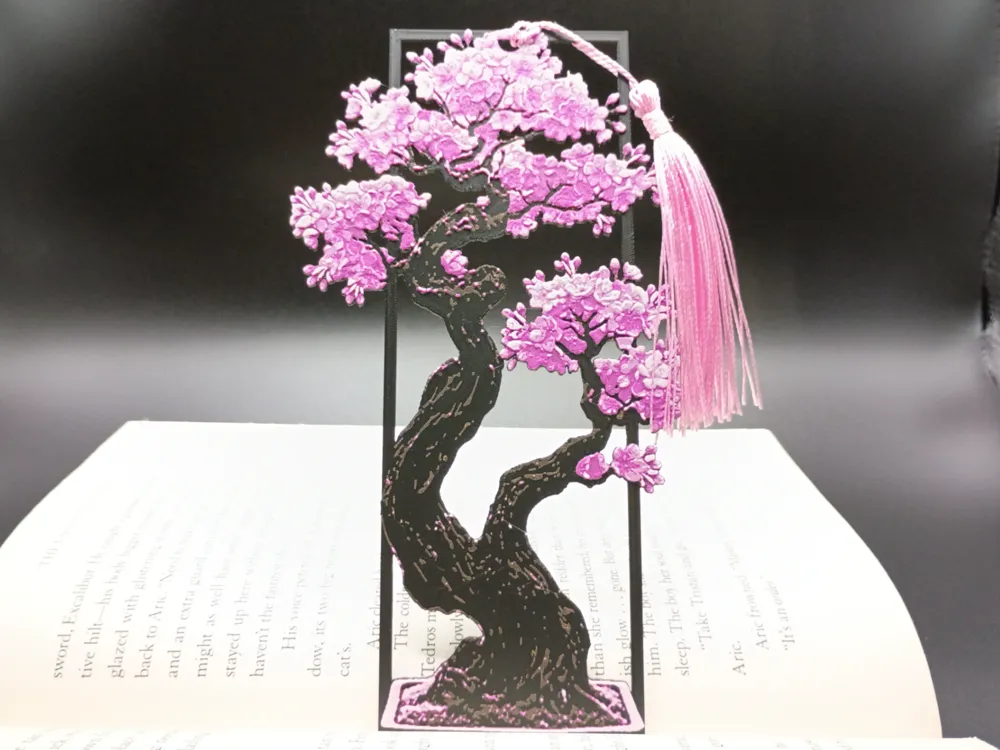 Sakura Bookmark Framed by 3djd HueForge model: Sakura Bookmark Framed by 3djd